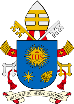 Das leicht modifizierte Papstwappen zeigt einen achtzackigen Stern und eine Änderung an der Nardenblüte
